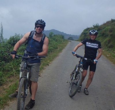 Paul Crout Cycling on the  tour with redspokes